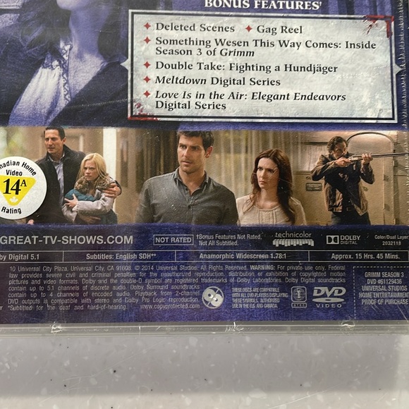 NWT Sealed Grimm Season 3 DVD - Picture 4 of 4